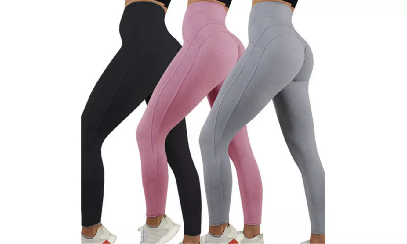Women Fitness Leggings Slim Running Sporting Solid High Waist Yoga Pants - Primary Image