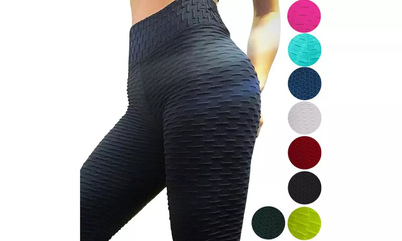Yoga Pants Tights Women High Waisted Ruched Butt Lift Textured Scrunch Leggings - Primary Image