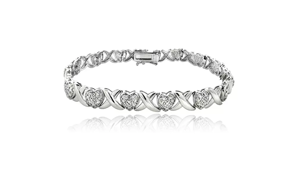1.00 Carat Natrual Diamond X & Heart Tennis Bracelet - Primary Image