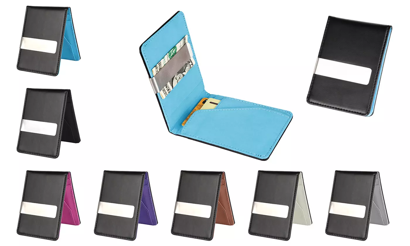 iMounTEK Men's Slim Leather Bi-Fold Credit Card ID Holder Money Clip Wallet - Primary Image