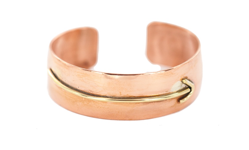Image 2: Certified Authentic Brass Navajo Native American Copper Bracelet 13097-11