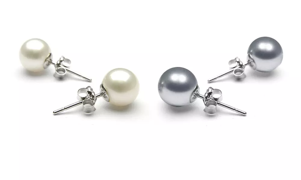 Set of 2 8mm Pearl Stud Earrings