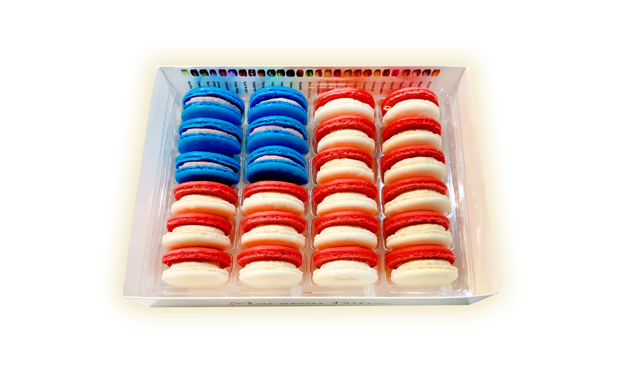 Macaron Bites French Macaron Cookies - The American Flag (24 pack)