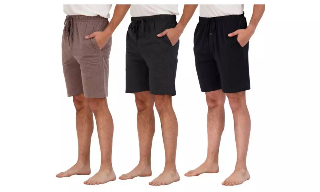 3-Pack: Men's Assorted Cotton Lounge Shorts with Pockets (S-3XL)