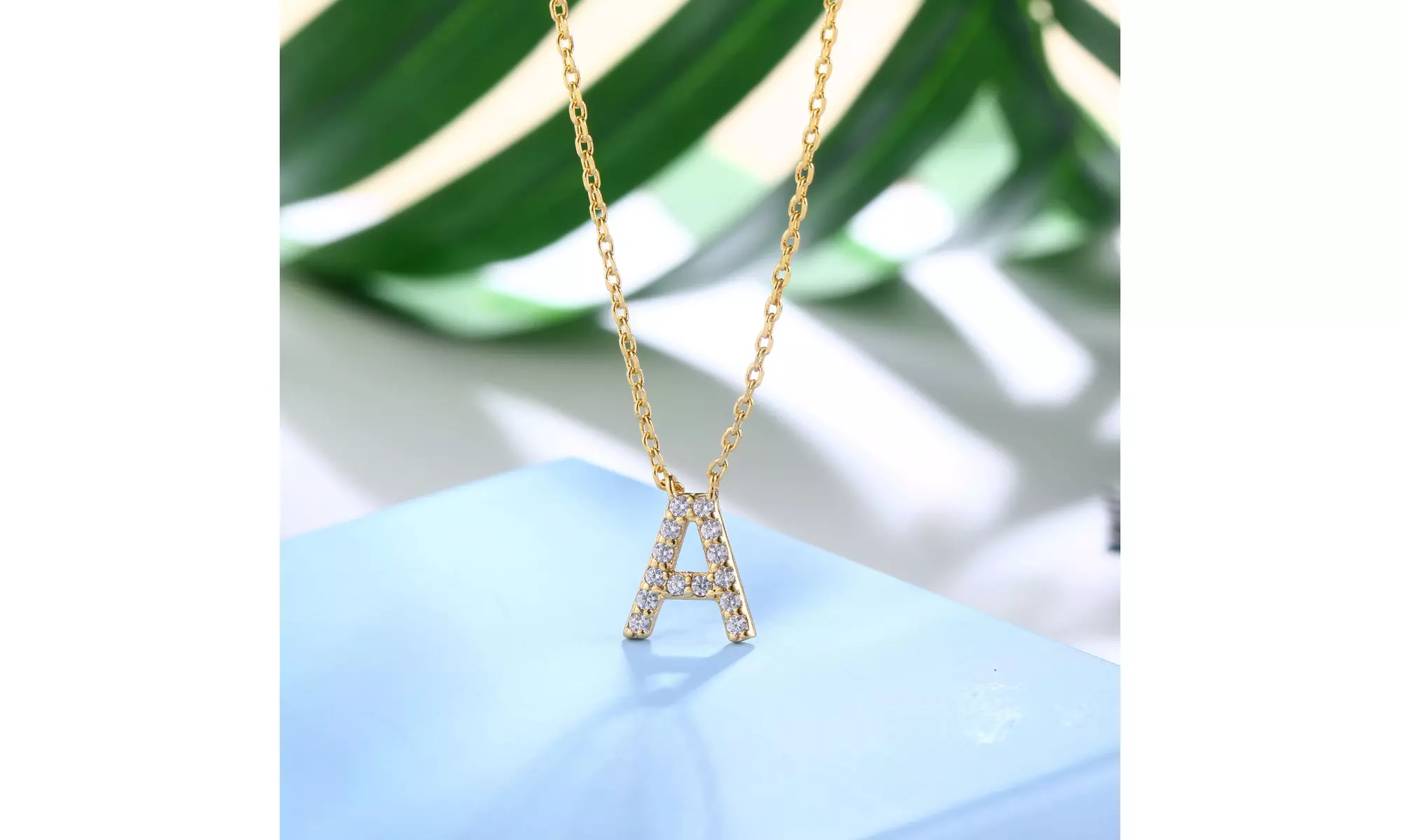 18K Gold Plated cz Initial Necklace