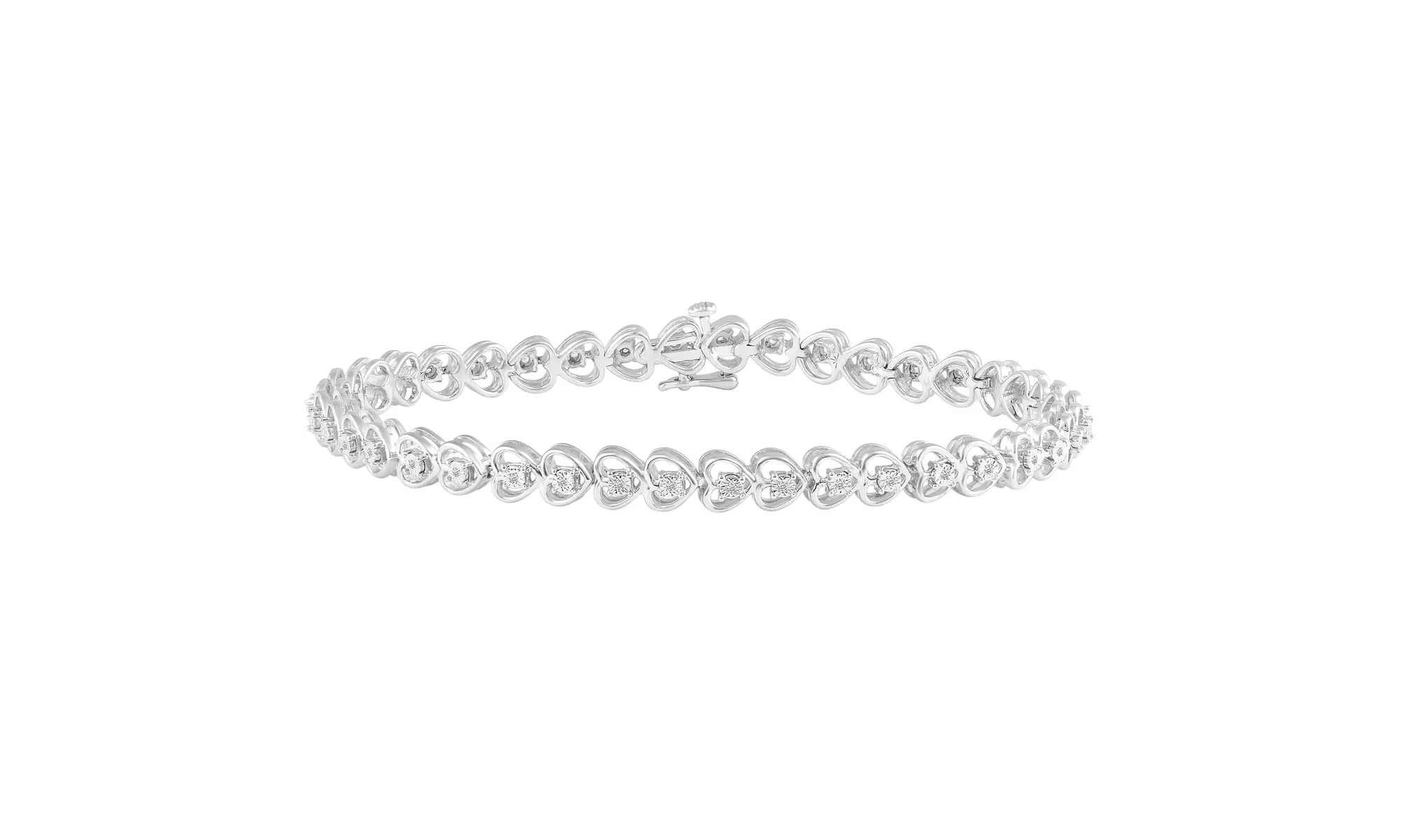 1/8 Carat tw Diamond Heart Tennis Bracelet in 925 Sterling Silver (7 Inches)