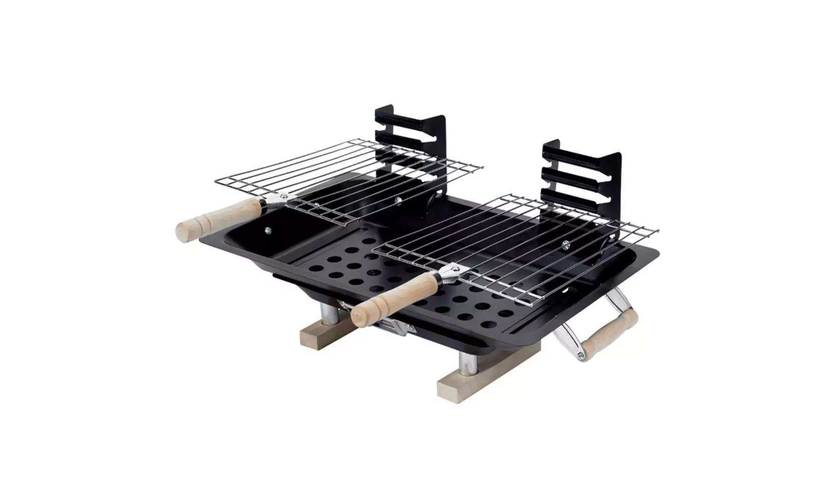 New Charcoal Hibachi Grill with 2 Multi-Positioned Grills Ideal for Travelling - Second Medium