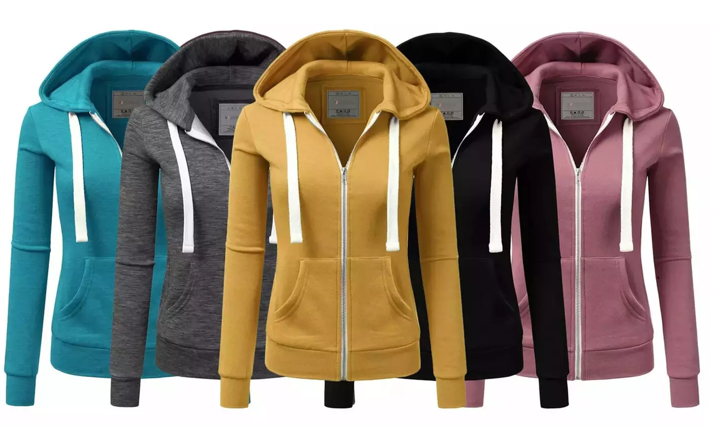 Doublju Women's Lightweight Zip-Up Hoodie Jacket - Primary Image