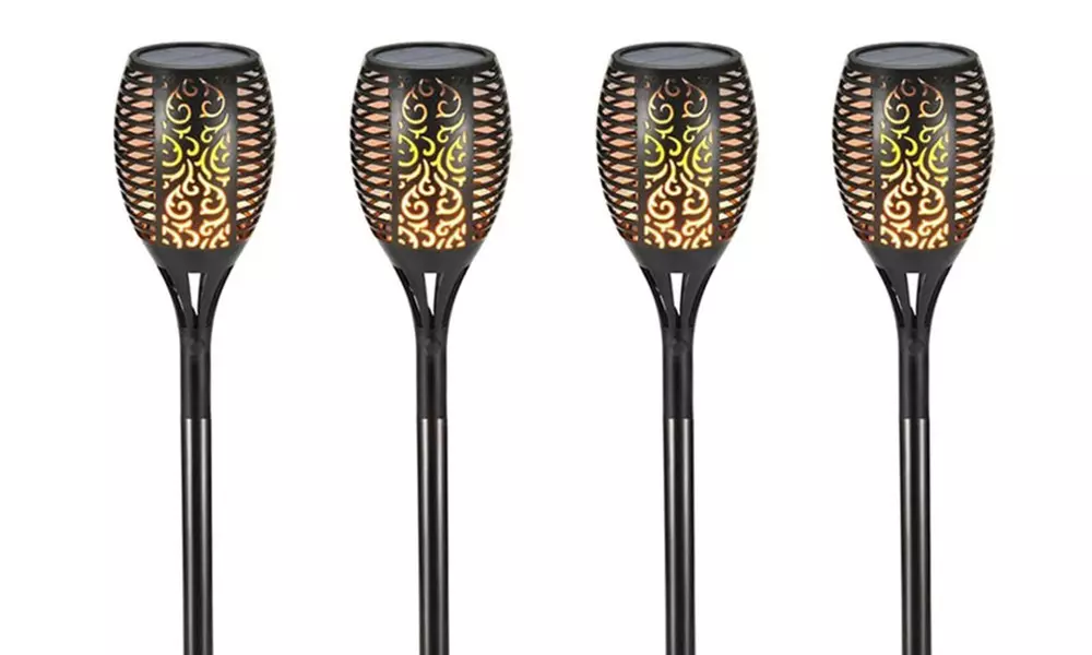 Solar-Powered LED Flame Torch Lamp (1-, 2-, or 4-Pack) - Primary Image