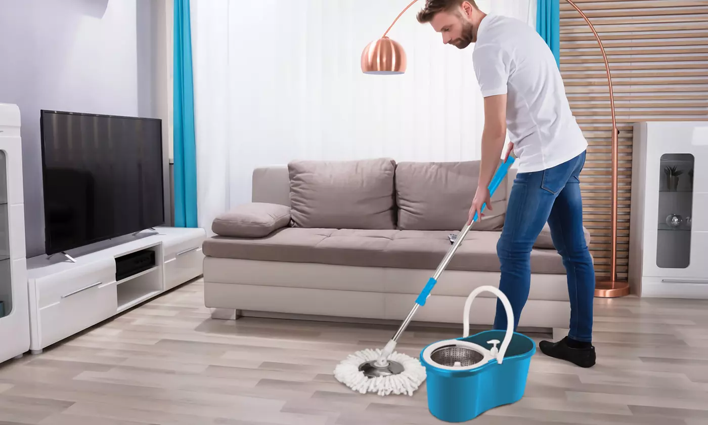 iMounTEK 360 Degree Spin Mop, Stainless Steel Spin Mop Wringer, Microfiber Heads - Primary Image