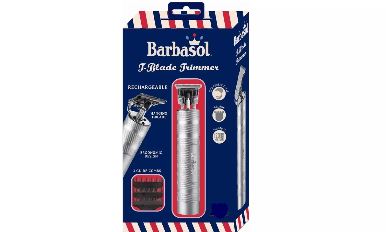 Barbasol T-Blade Trimmer Rechargeable Zero Gapped 4 Guide Combs - Second Medium