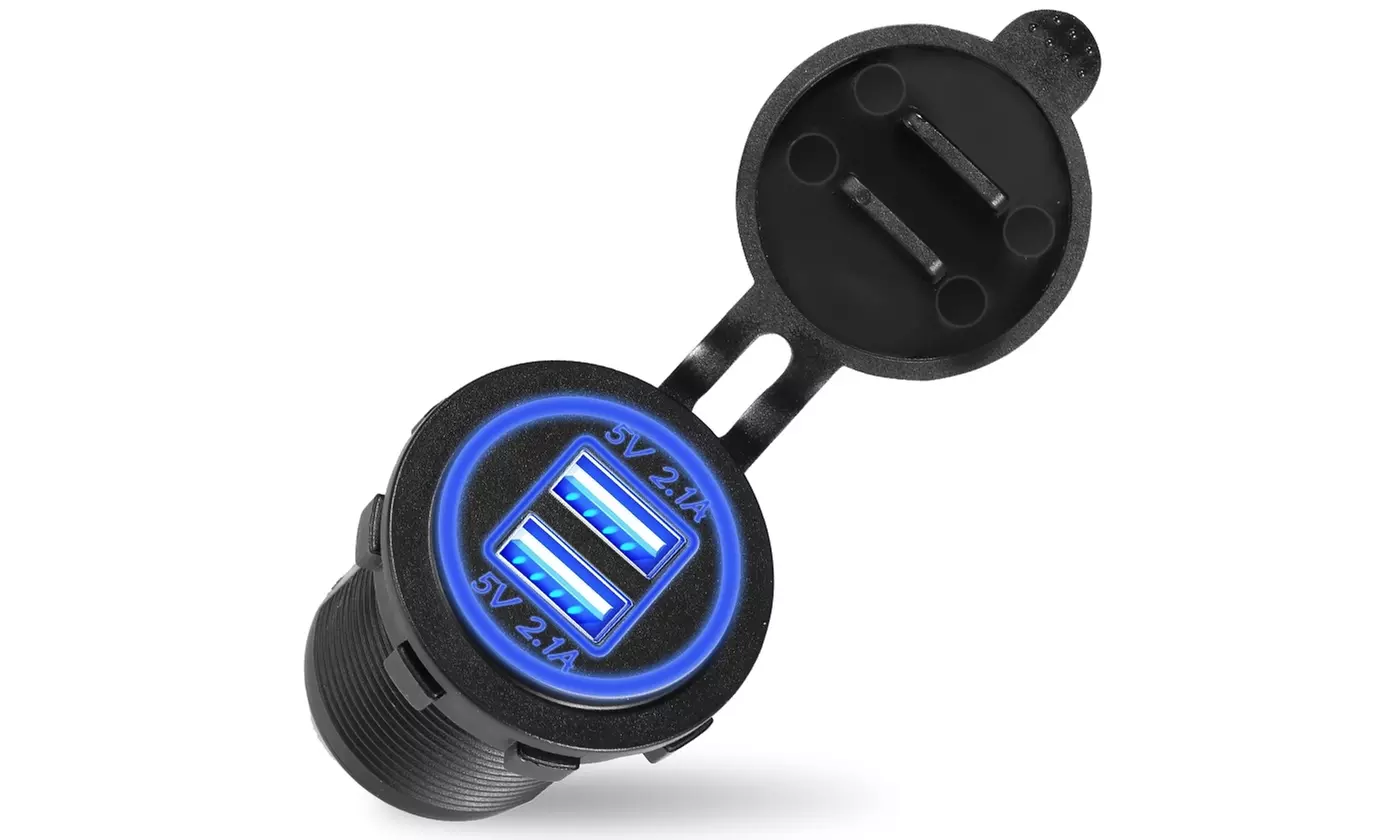 iMounTEK 12V-24V Cigarette Lighter Socket Splitter 2 USB Charger Power Adapter - Primary Image