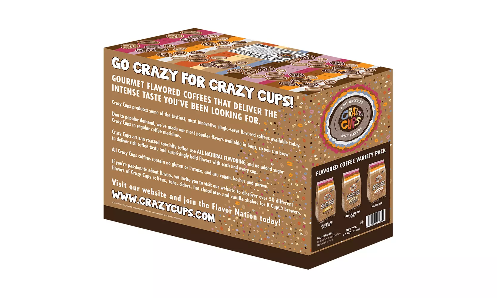 Crazy Cups Flavored Ground Coffee in 10 oz Bag (1 or 3-Pack)