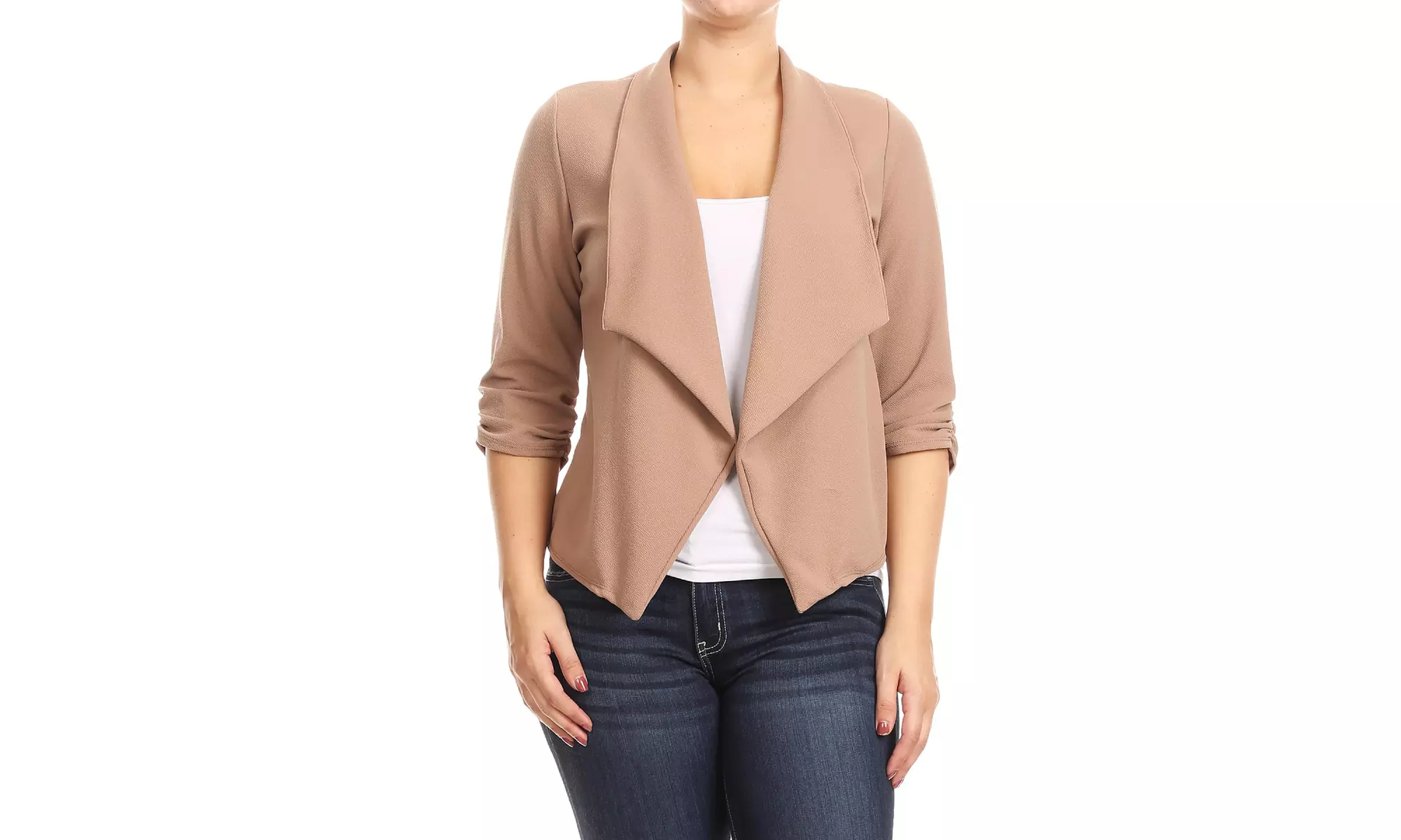 Women's Casual Plus Size Solid Open Front Blazer Jacket 