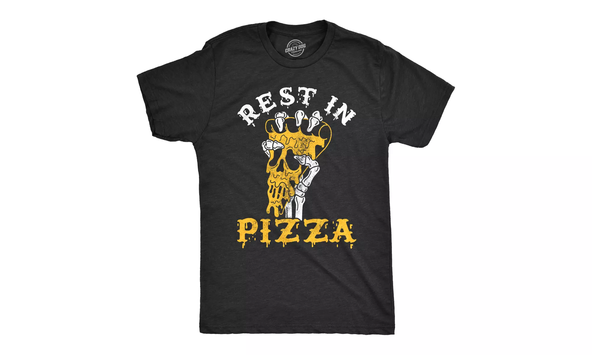 Mens Rest In Pizza Tshirt Funny Skeleton Halloween Tee - Primary Image