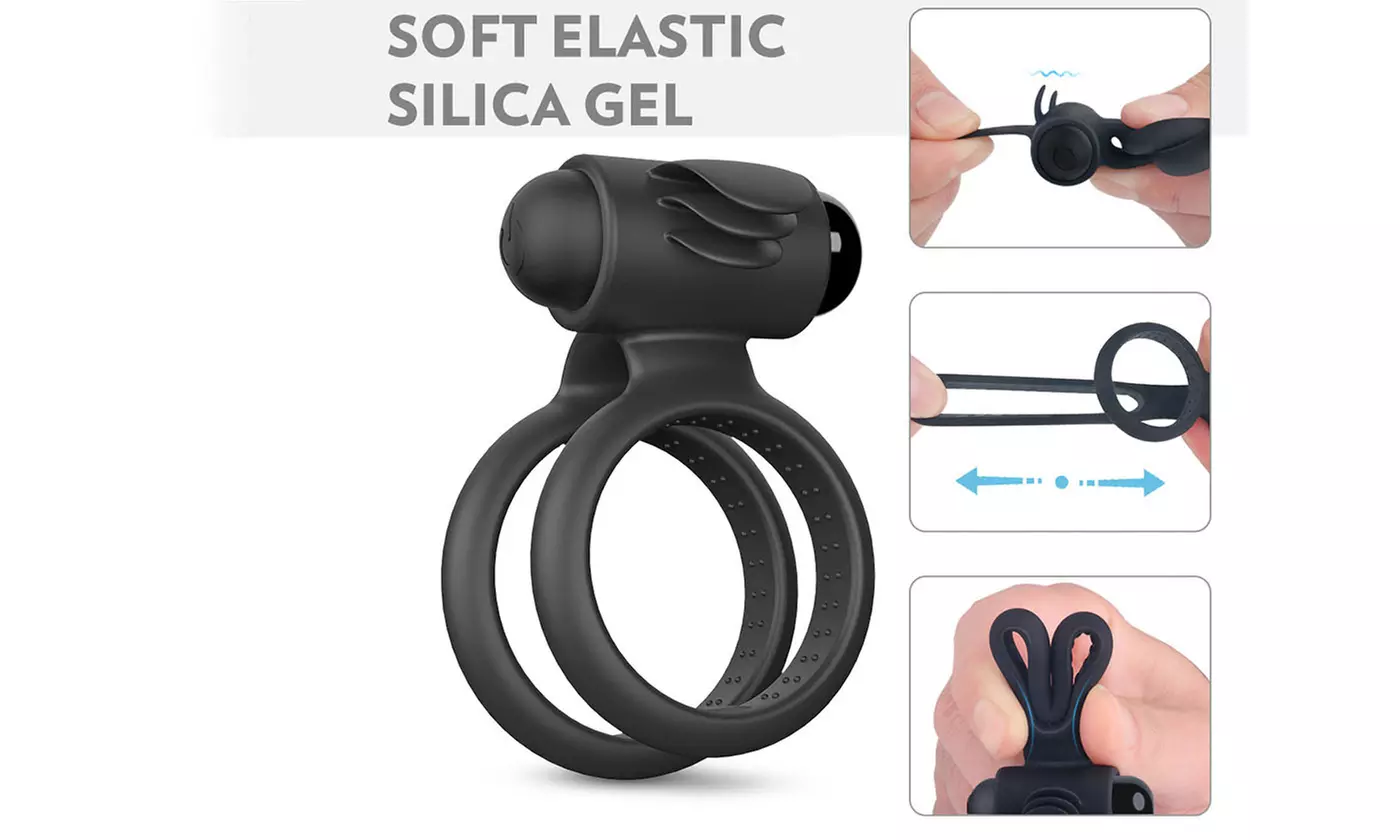 Vibrating Dual C-Ring Enhancer Penis Sleeve Sex Toys Adult Couple