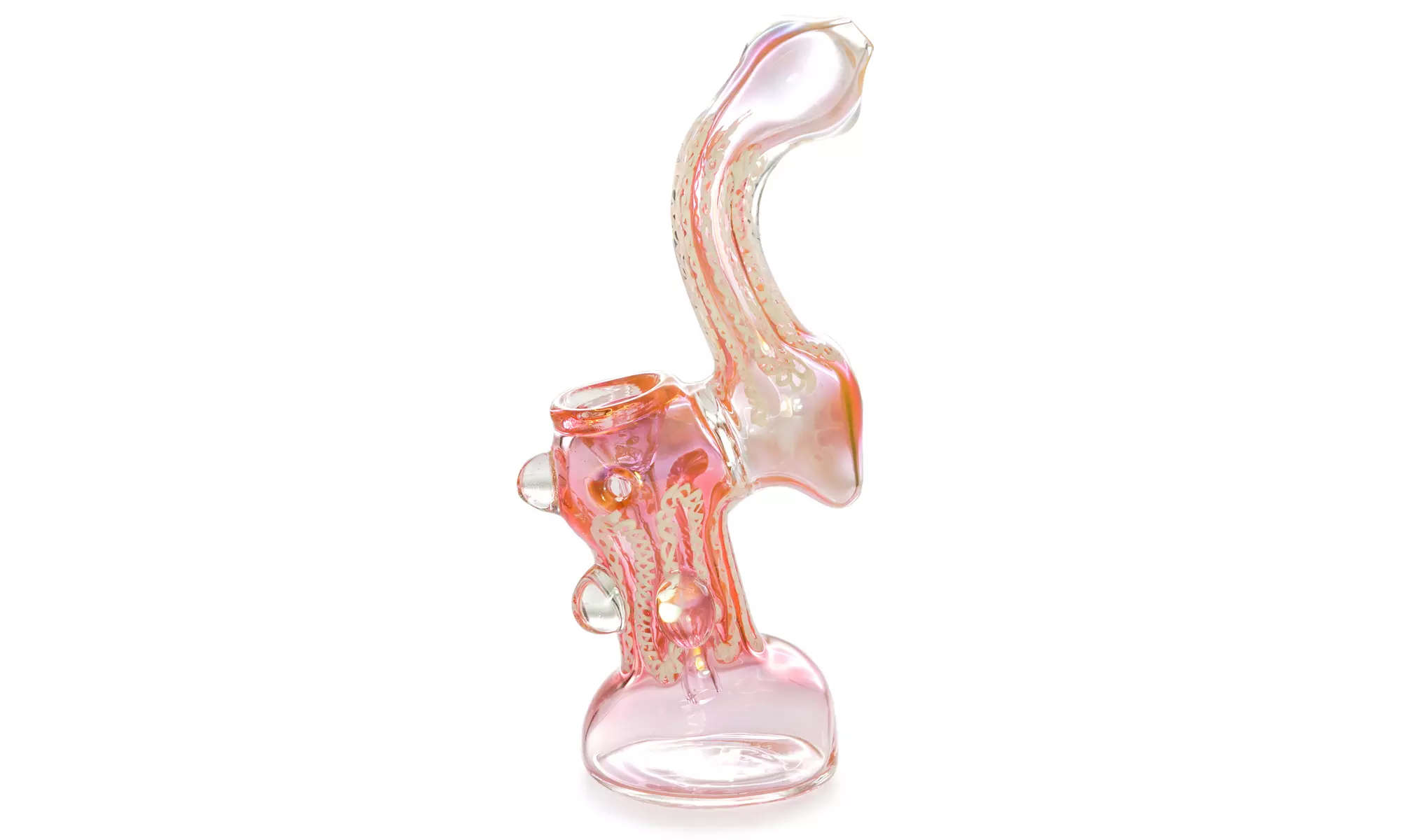 White and Pink Sherlock Style Glass Bubbler - Primary Image