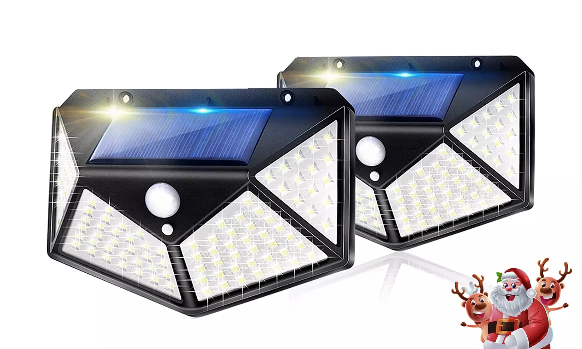 2 Pack Solar Lights Outdoor 100 LED Solar Motion Sensor Security Wall Lights - Primary Image