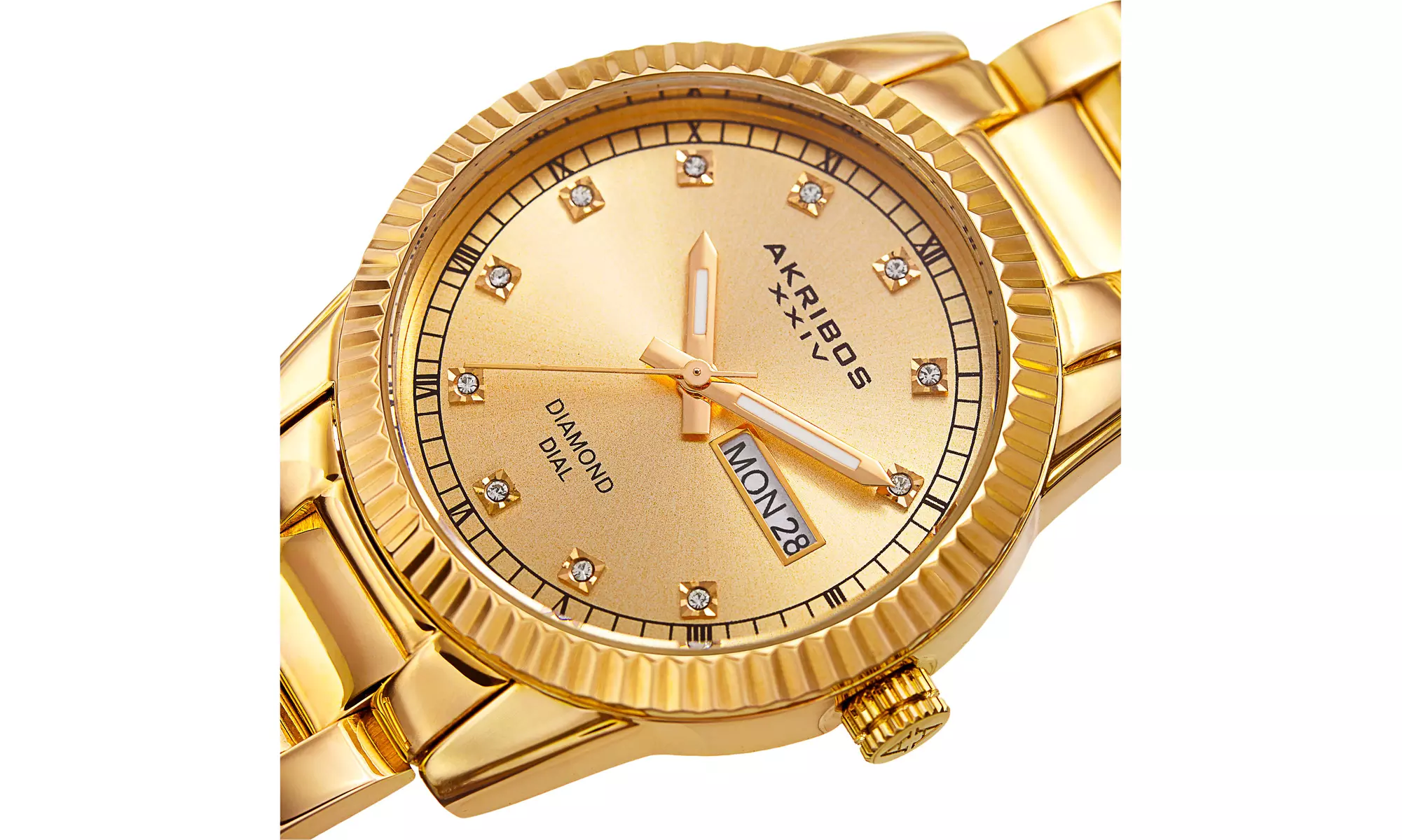Women's Akribos XXIV AK965 Diamond Dial Stainless Steel Bracelet Watch - Second Medium