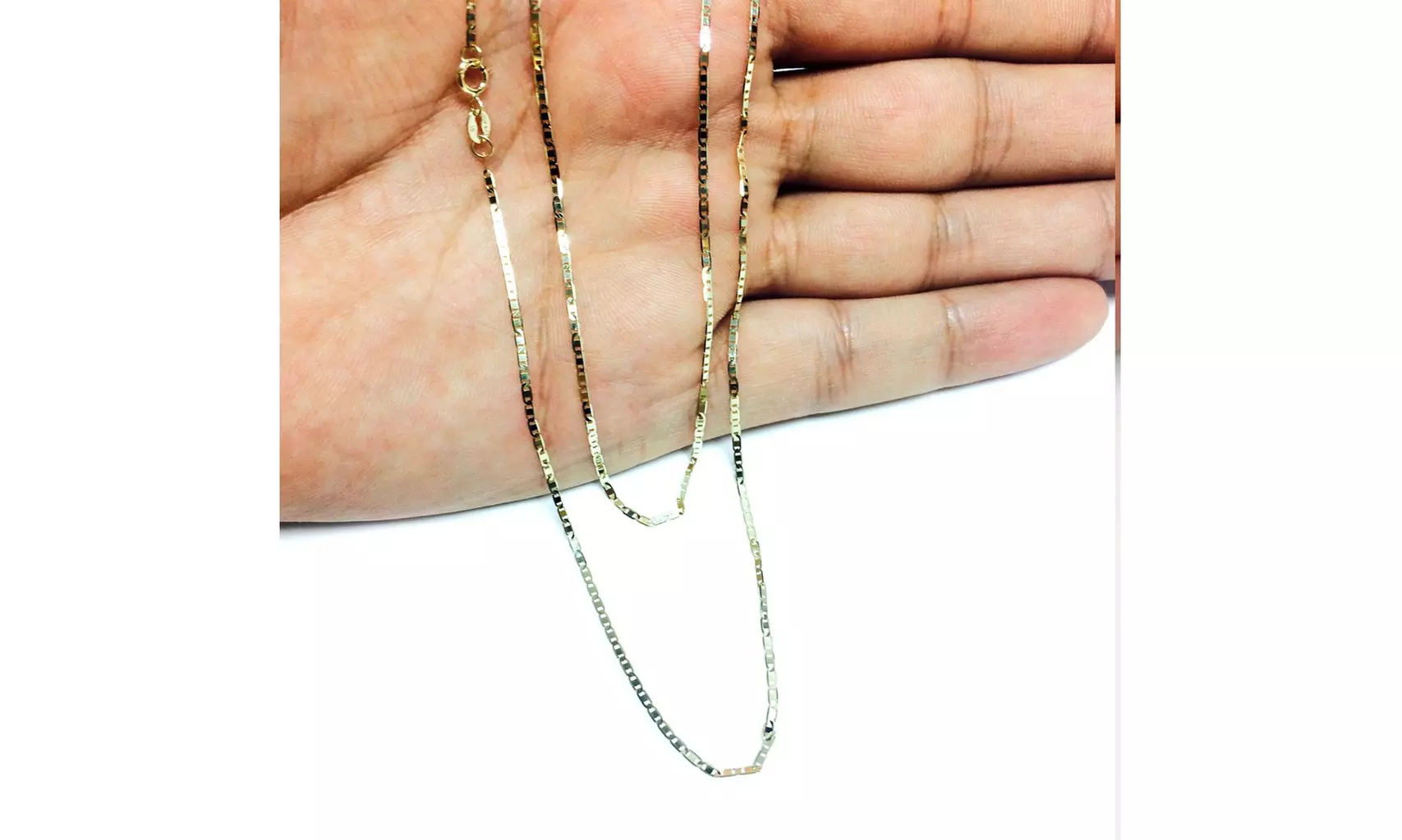 10k Solid Yellow Gold Mariner Link Chain Necklace, 1.2mm - Second Medium