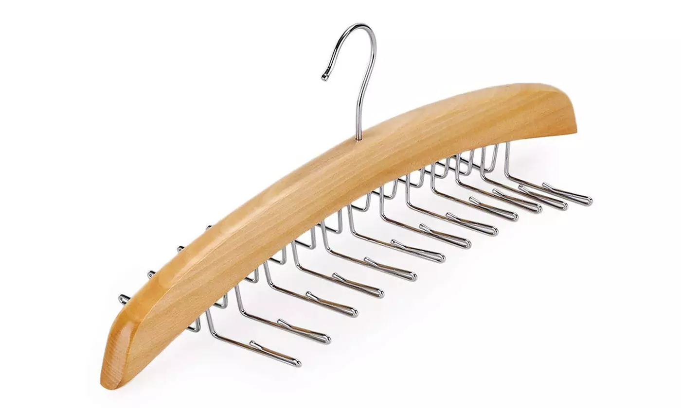 Wooden Adjustable 24 Clip Racks Tie Belt Hangers Storage Hanging Organizer