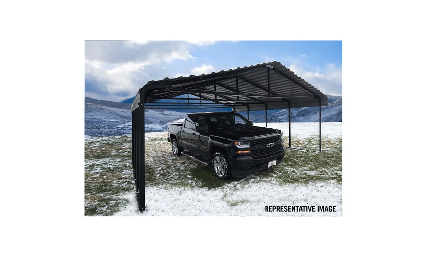 Image 16: Arrow Galvanized Steel Carport (Multiple Sizes Available)