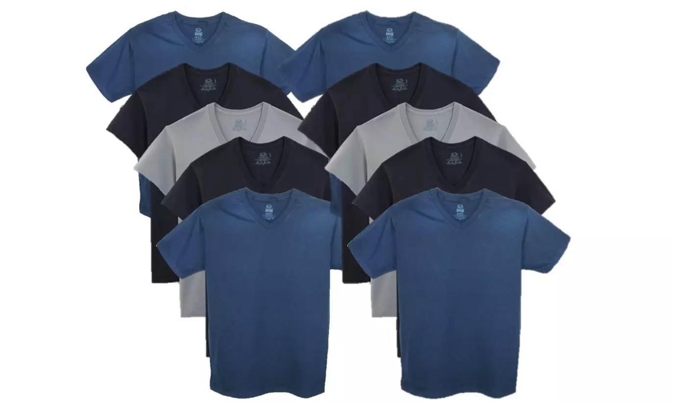 12PK Fruit of the Loom Men's  Assorted V-Neck T-Shirts Mystery Deal SIZE (S-3XL) - Second Medium