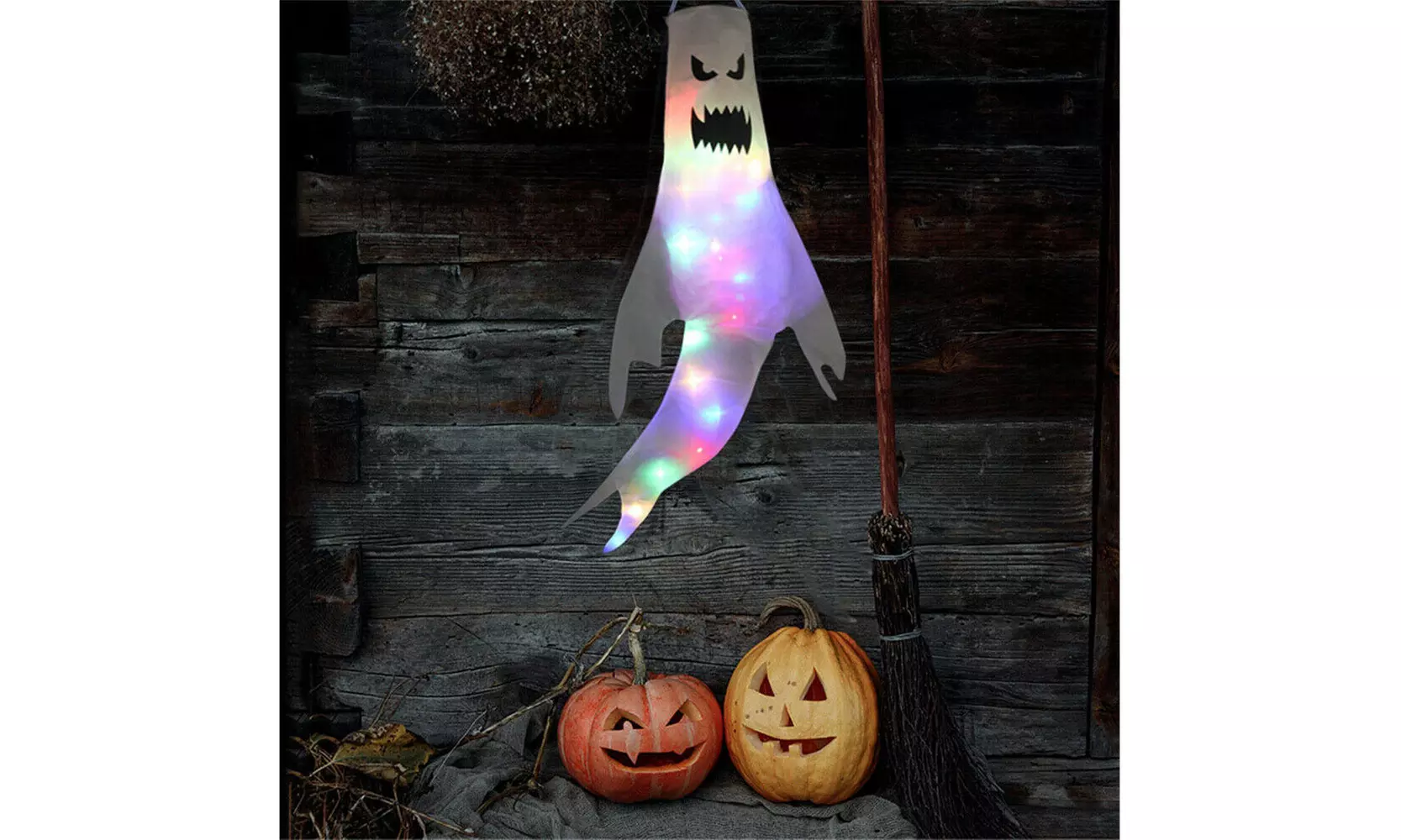 Halloween Hanging Ghost Windsock Outdoor Holiday Party Decoration w/ Led Lights
