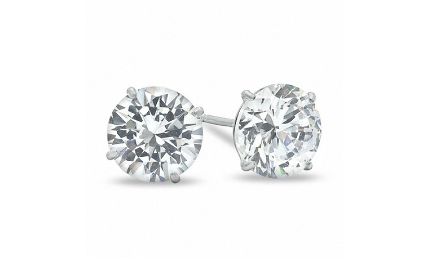 10k white gold cubic zirconia stud earrings