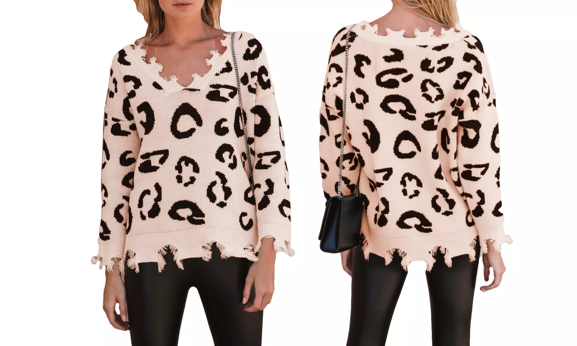 Reflection Women's V-neck Distressed Sweater. Plus Sizes Available - Second Medium