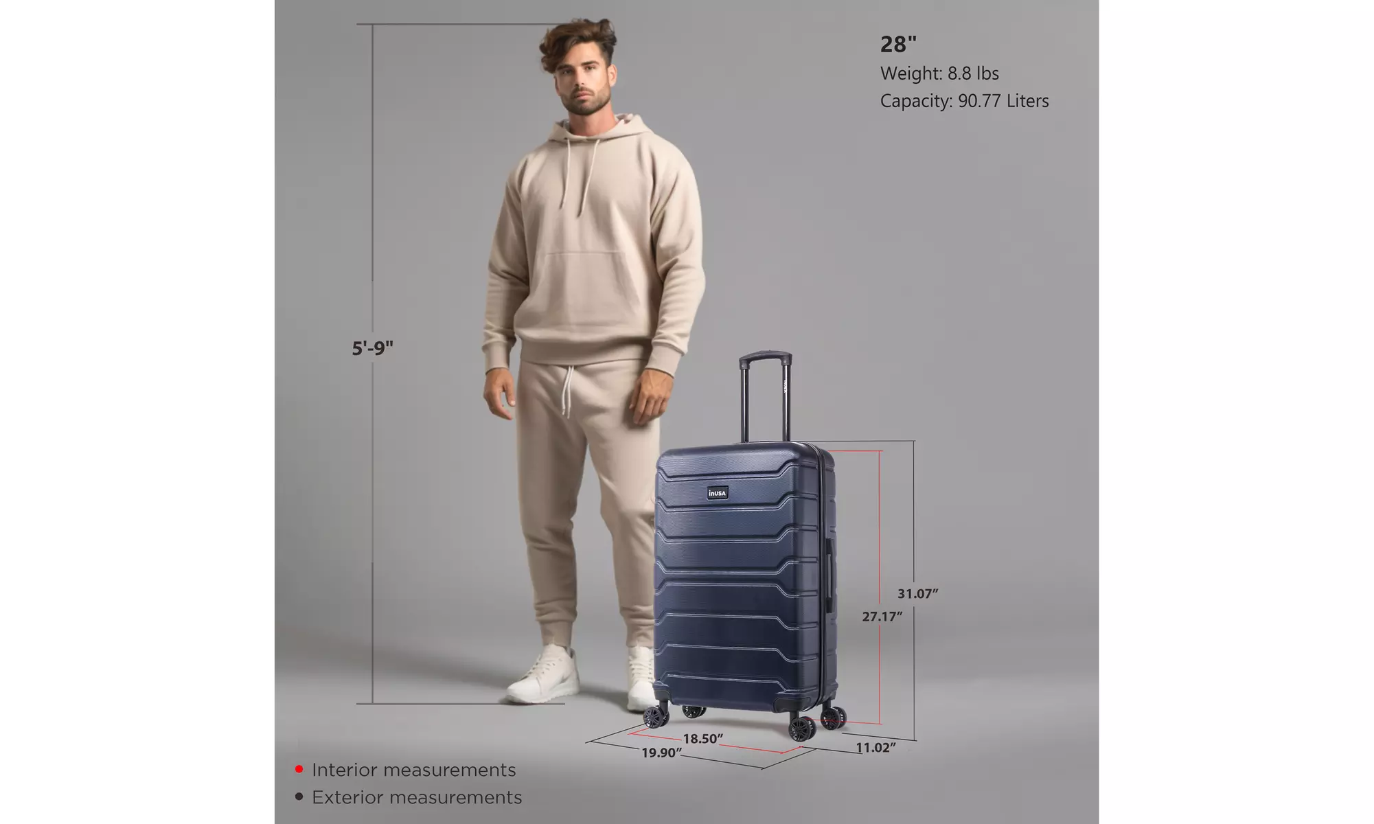 InUSA Trend lightweight hardside spinner luggage 20'', 24", 28" 
