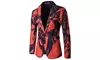 Men's Chinese Style Ink Printed Suit Sport Coat Blazer Dress Jacket