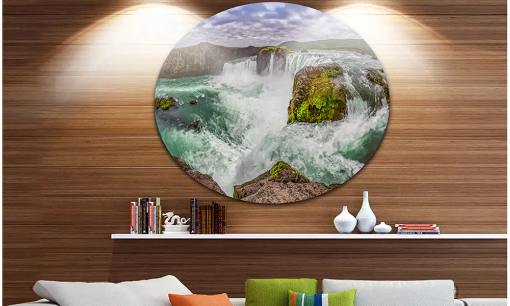 Majestic Godafoss Waterfall Iceland' Landscape Print Wall Artwork - Primary Image
