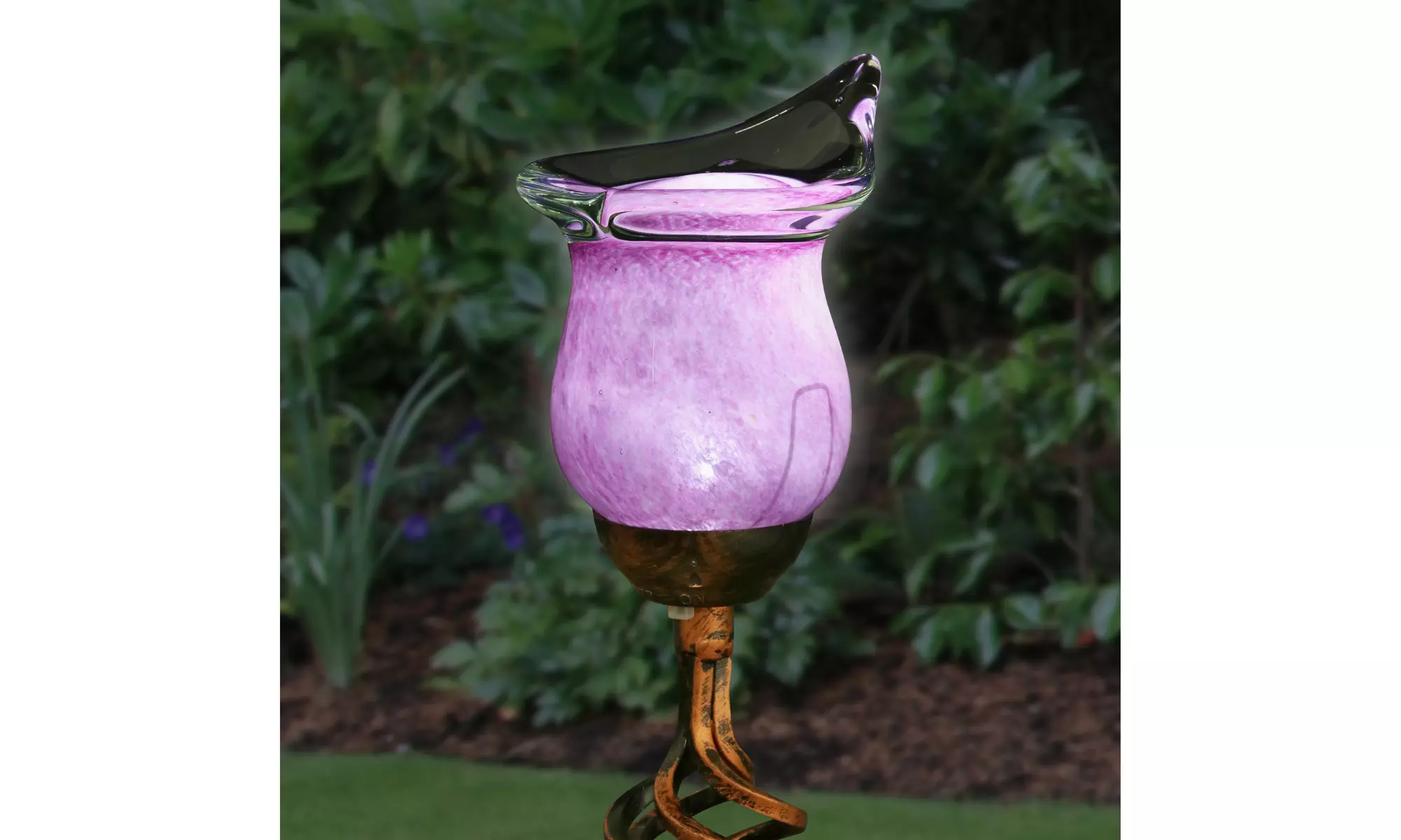Exhart Solar Hand Blown Glass Calla Lily Garden Stake, 4 by 31 Inches - Primary Image