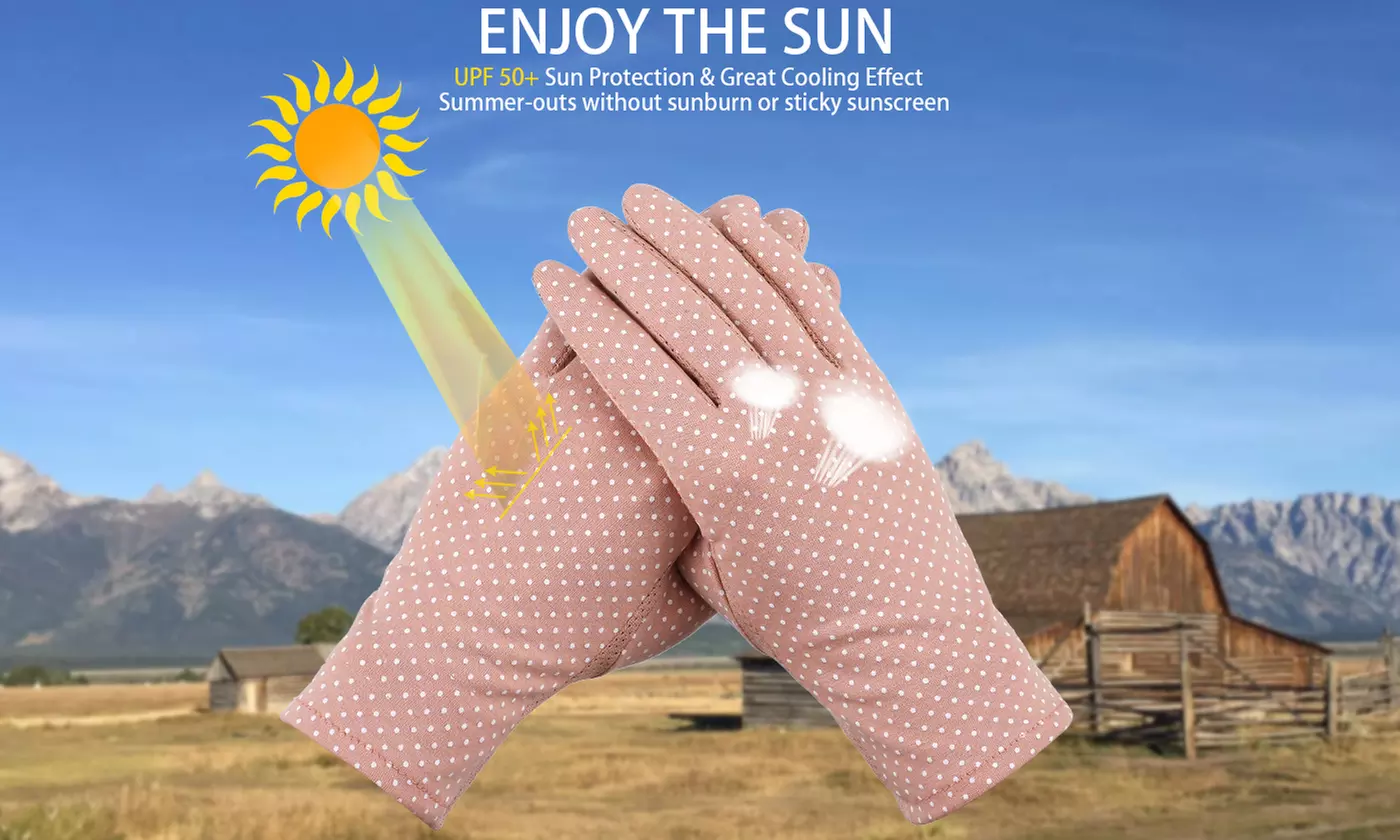 2 Pairs Women UV Protection Sunblock Gloves Touchscreen Summer Driving Gloves