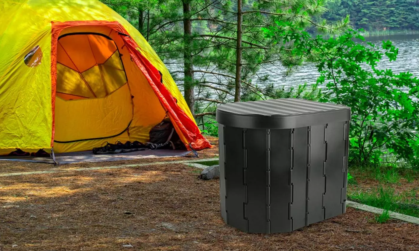LakeForest Portable Foldable Camping Toilet with Lid for Travel and Outdoors