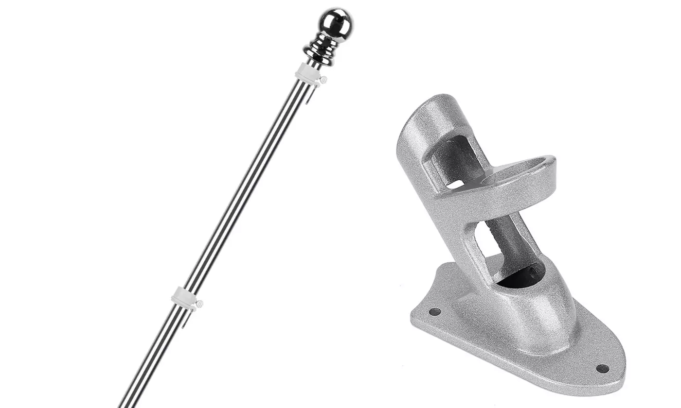 LakeForest 6FT Tangle-Free Spinning Flagpole Kit Wall Mount Durable Flag Pole - Primary Image