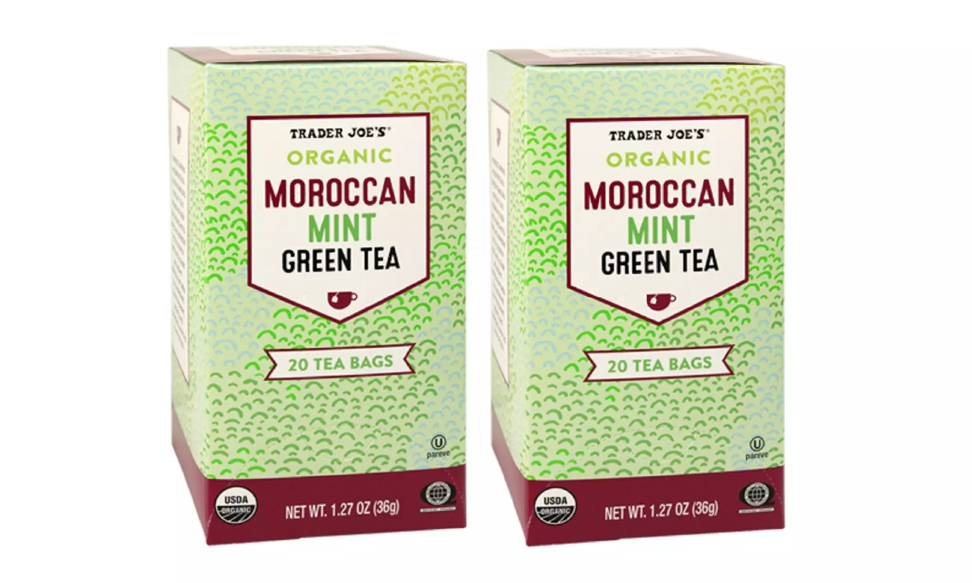 Trader Joe's Organic Moroccan Mint Green Tea, 2 Boxes - Primary Image