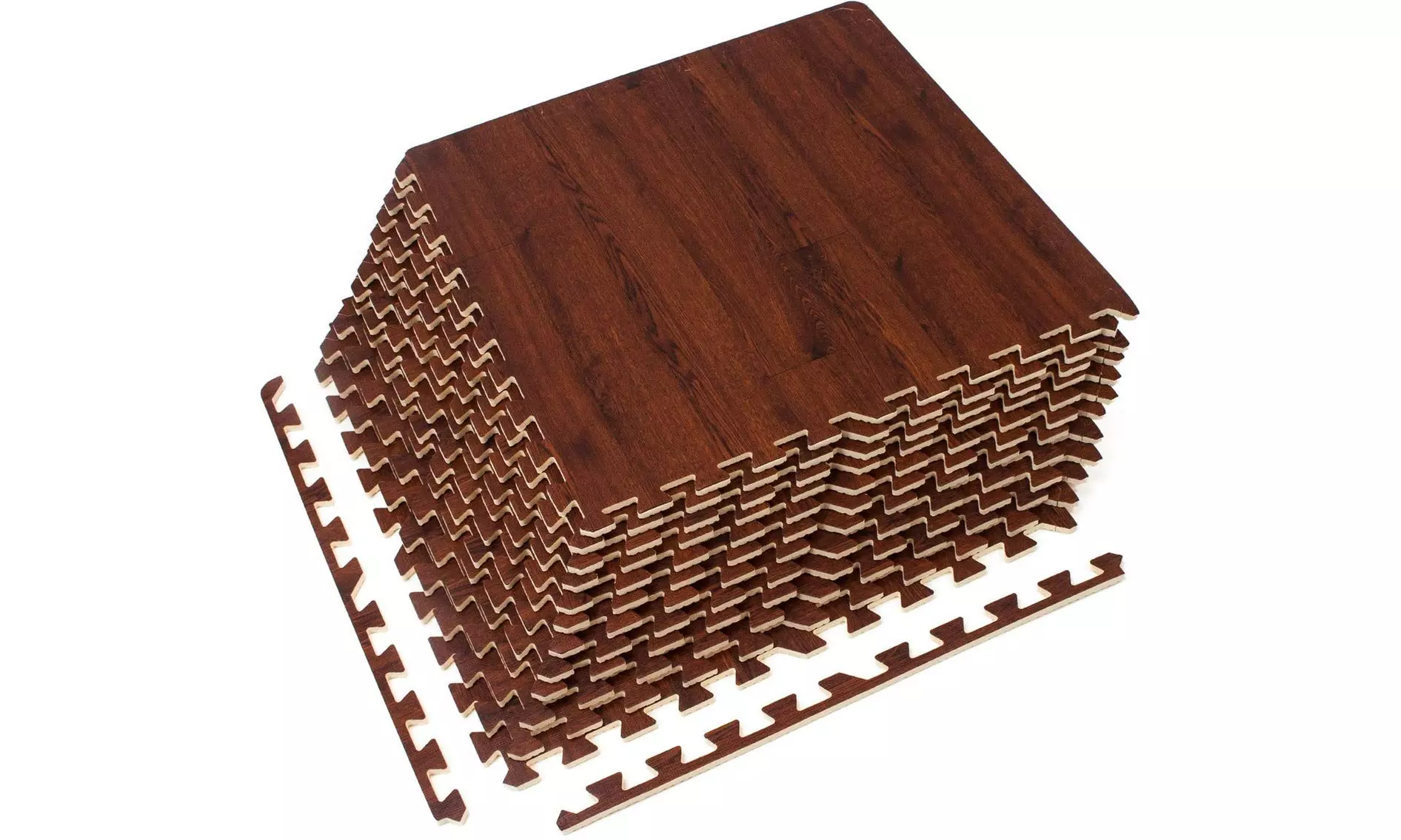 Sorbus Wood Grain Foam Interlocking Floor Mats 3/8" Thick - 12 Tiles - 48 SQ FT