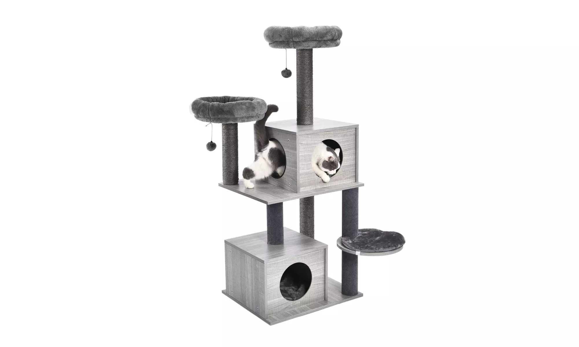 Modern Cat Tree 51 Inches Wooden Cat Tower with 2 Super LargeCat Condos