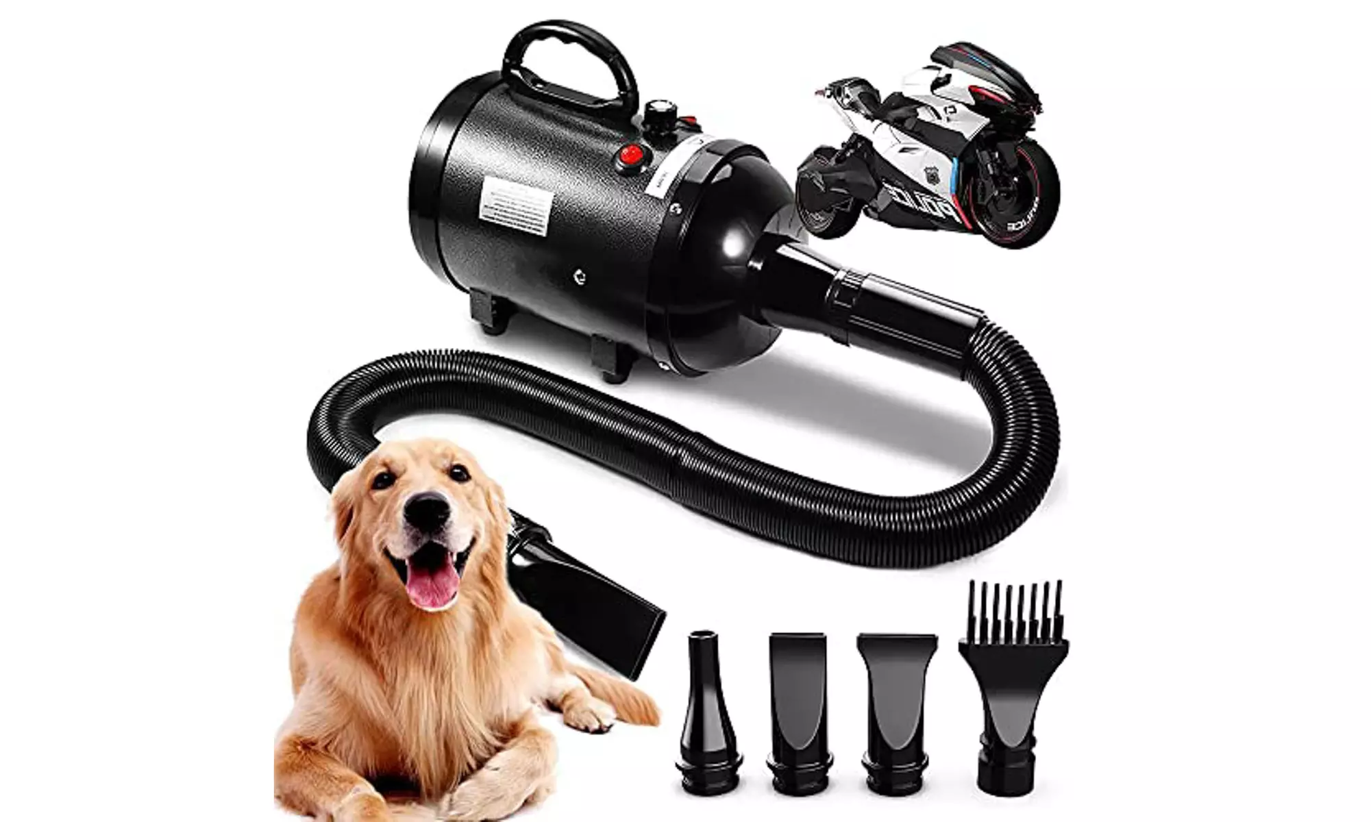 Aiiyme 4.3HP/3200W Pro High Velocity Dog Grooming Blow Dryer, Adjustable Airflow - Primary Image