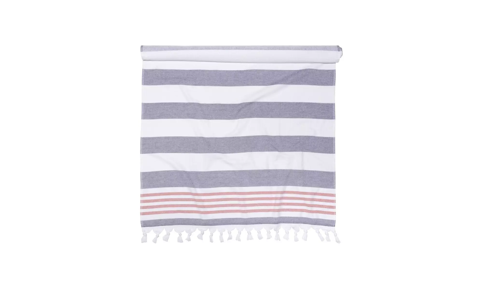 Superior Coastal Resort Striped Absorbent Fouta Beach Towel with Tassels Border - Primary Image