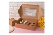 12-Pack Kraft Paper Cupcake Boxes Bakery Box with Display Window and Inserts - Second Medium