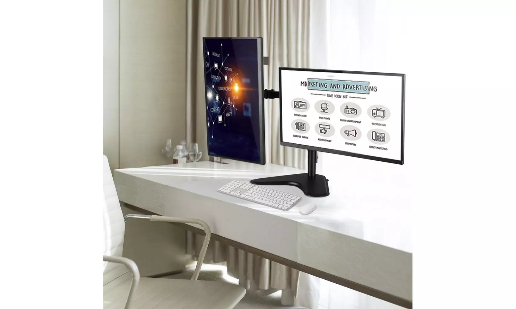 Dual TV & Computer Monitor Desk Mount with Full Motion for 13"-32" Screens - Primary Image