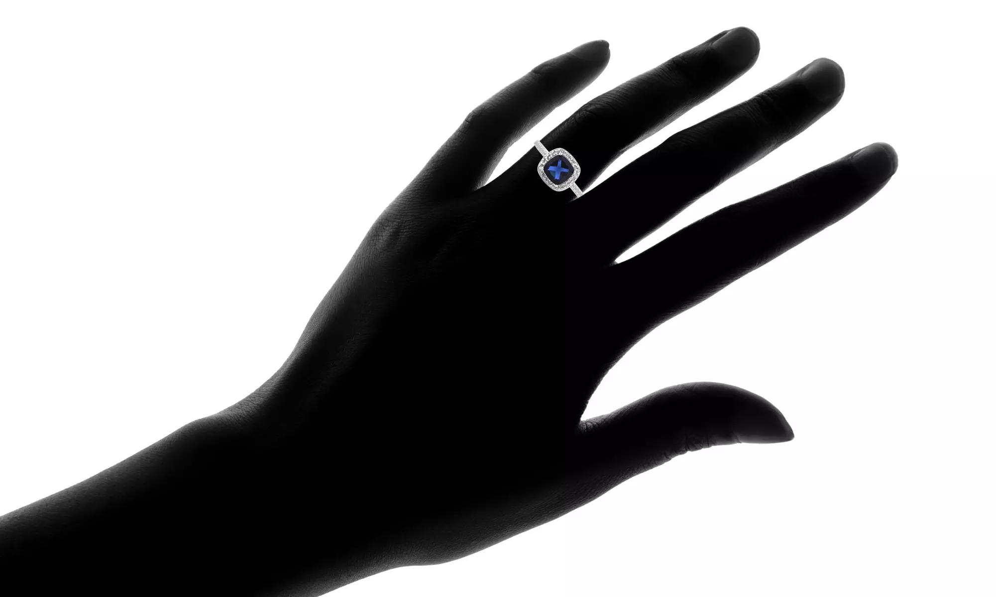 Gemstone & Created Sapphire Halo Ring in Sterling Silver Diamond Accent Jewelry
