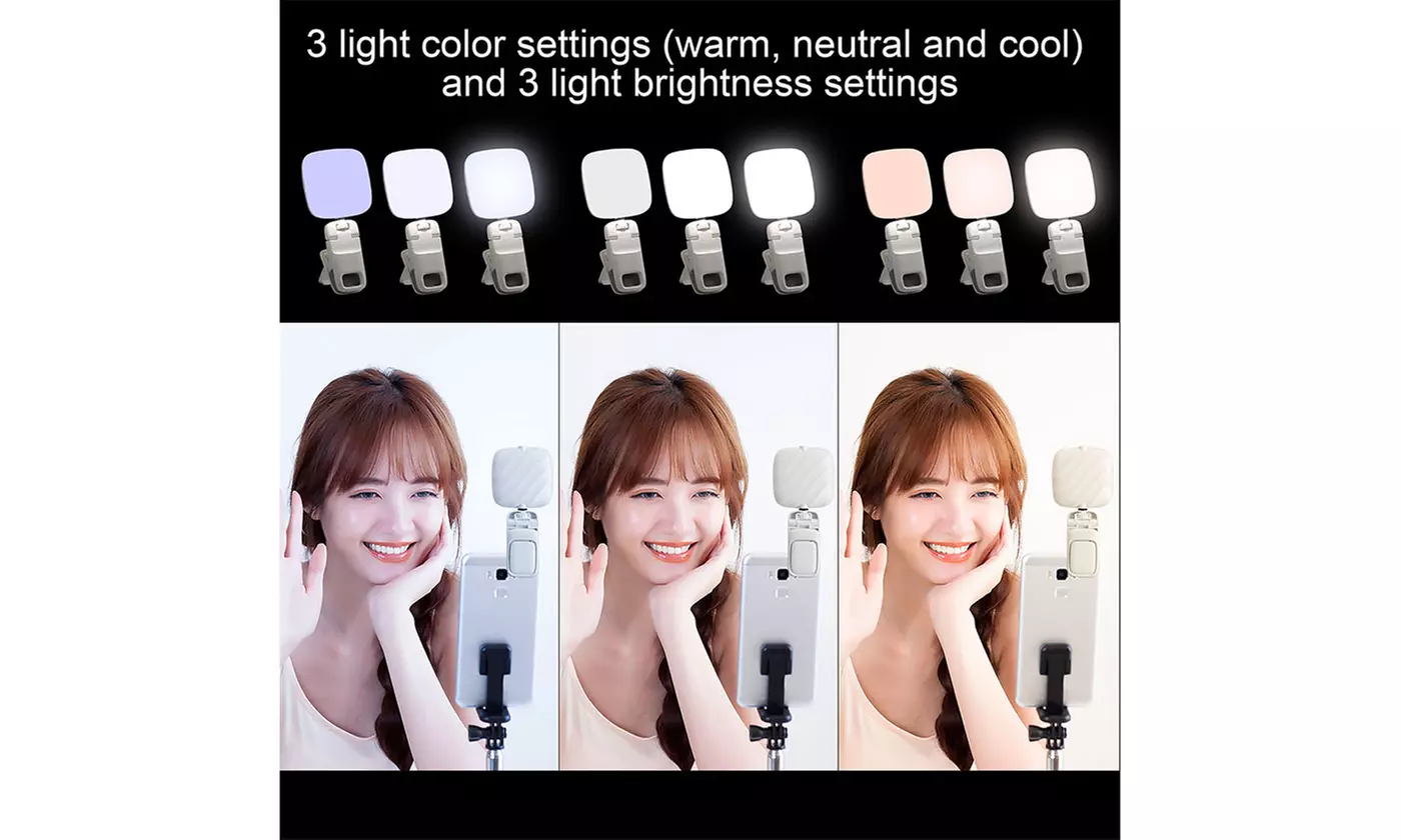 Clip-on Phone Selfie Light with 3 Lights and Infinite Adjustment Modes
