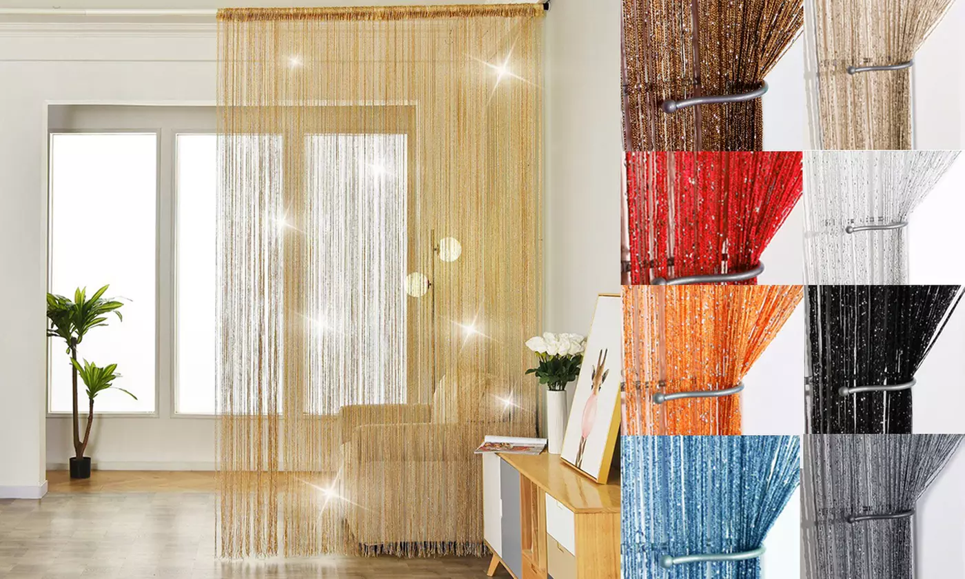 Glitter String Curtains Room Door Divider Window Patio Fly Screen Fringe Panels