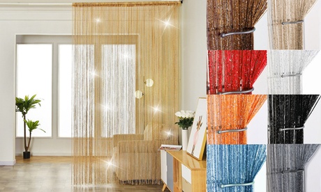 Glitter String Curtains Room Door Divider Window Patio Fly Screen Fringe Panels Blue Sheer 3.28*6.56 Feet