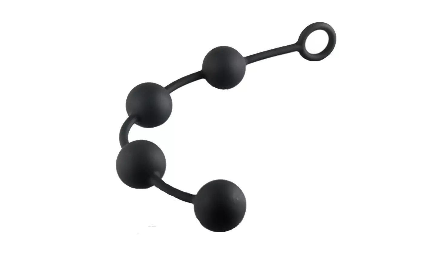 Large Silicone 4-Bead Anal Chain Plug with Pull Ring - 3 Sizes
