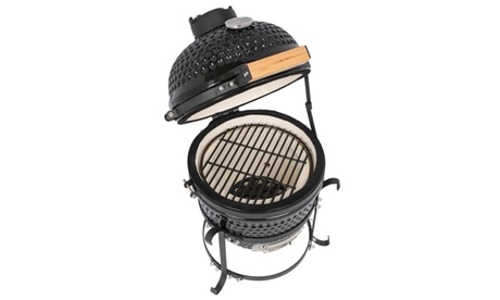 13in Round Ceramic Charcoal Grill Black